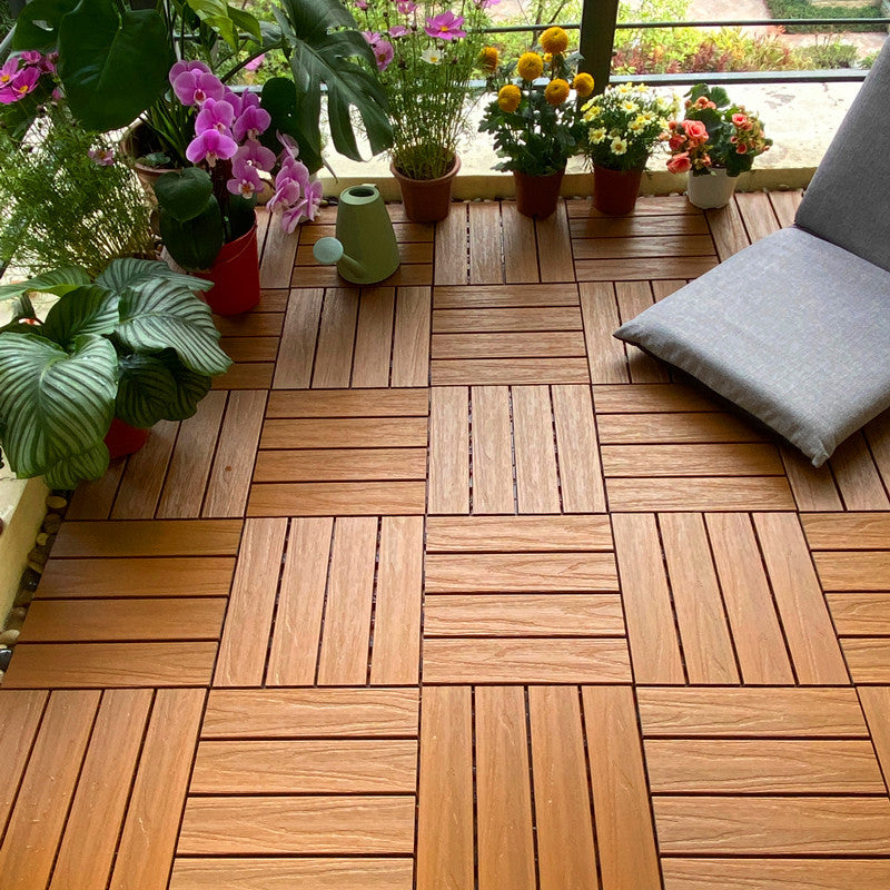 Composite Decking Tiles Interlocking Water Resistant Floor Tiles Teak Clearhalo 'Home Improvement' 'home_improvement' 'home_improvement_outdoor_deck_tiles_planks' 'Outdoor Deck Tiles & Planks' 'Outdoor Flooring & Tile' 'Outdoor Remodel' 'outdoor_deck_tiles_planks' 6915698