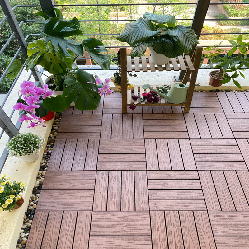 Composite Decking Tiles Interlocking Water Resistant Floor Tiles Light Coffee Clearhalo 'Home Improvement' 'home_improvement' 'home_improvement_outdoor_deck_tiles_planks' 'Outdoor Deck Tiles & Planks' 'Outdoor Flooring & Tile' 'Outdoor Remodel' 'outdoor_deck_tiles_planks' 6915699