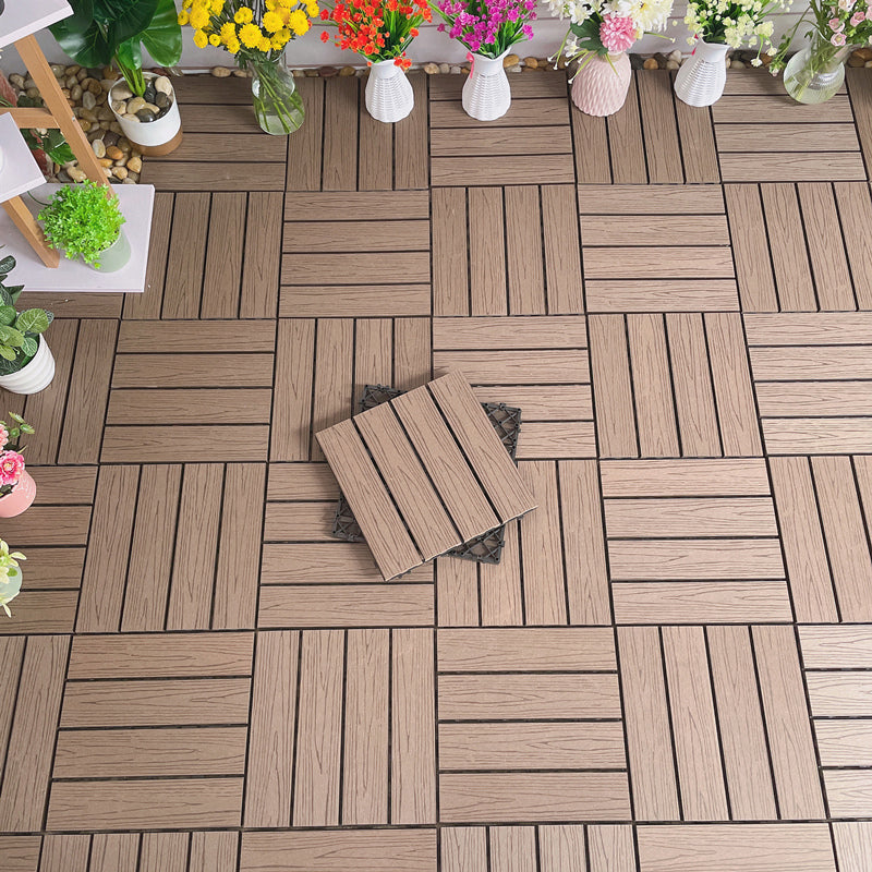 Interlocking Deck Tile Solid Color Water-Resistant Composite Deck Tile Kit Light Coffee Clearhalo 'Home Improvement' 'home_improvement' 'home_improvement_outdoor_deck_tiles_planks' 'Outdoor Deck Tiles & Planks' 'Outdoor Flooring & Tile' 'Outdoor Remodel' 'outdoor_deck_tiles_planks' 6915731