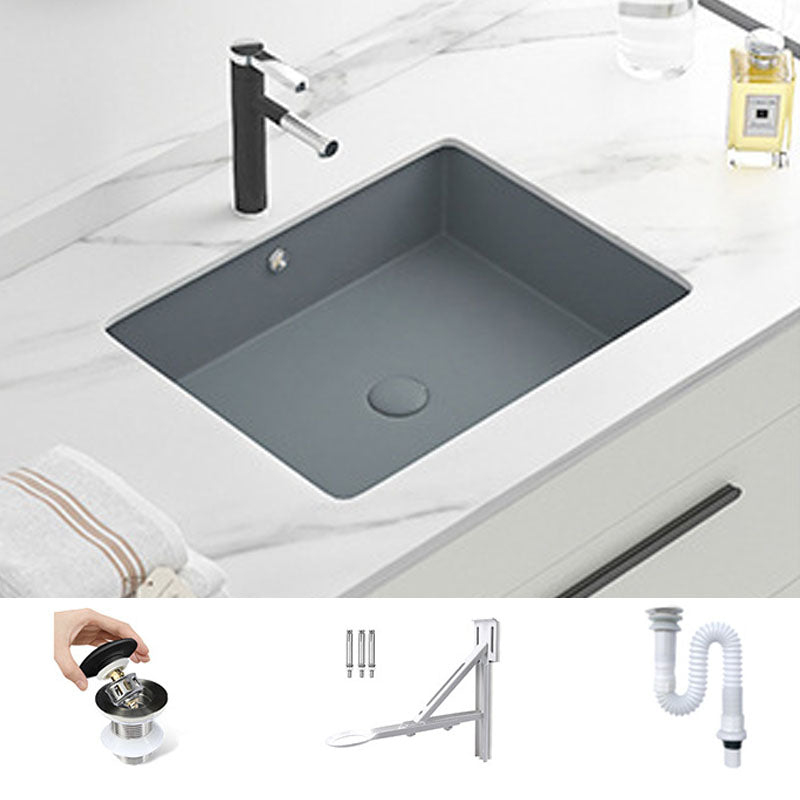 Modern Bathroom Sink Rectangular Vessel Bathroom Sink with Faucet Grey Sink with Faucet Clearhalo 'Bathroom Remodel & Bathroom Fixtures' 'Bathroom Sinks & Faucet Components' 'Bathroom Sinks' 'bathroom_sink' 'Home Improvement' 'home_improvement' 'home_improvement_bathroom_sink' 6916217