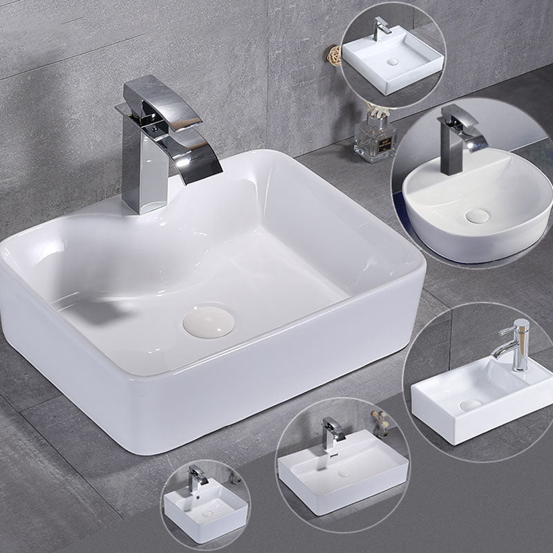 Porcelain Bathroom Sink Contemporary Simple Vessel Bathroom Sink Clearhalo 'Bathroom Remodel & Bathroom Fixtures' 'Bathroom Sinks & Faucet Components' 'Bathroom Sinks' 'bathroom_sink' 'Home Improvement' 'home_improvement' 'home_improvement_bathroom_sink' 6916370