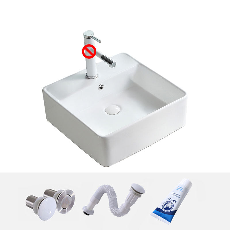 Porcelain Bathroom Sink Contemporary Simple Vessel Bathroom Sink 18"L x 18"W x 6"H Sink Clearhalo 'Bathroom Remodel & Bathroom Fixtures' 'Bathroom Sinks & Faucet Components' 'Bathroom Sinks' 'bathroom_sink' 'Home Improvement' 'home_improvement' 'home_improvement_bathroom_sink' 6916379