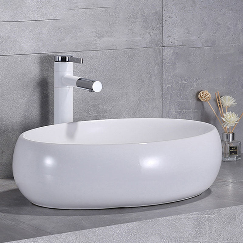 Porcelain Bathroom Sink Contemporary Simple Vessel Bathroom Sink Clearhalo 'Bathroom Remodel & Bathroom Fixtures' 'Bathroom Sinks & Faucet Components' 'Bathroom Sinks' 'bathroom_sink' 'Home Improvement' 'home_improvement' 'home_improvement_bathroom_sink' 6916382