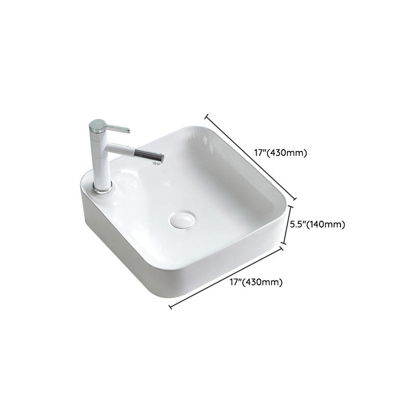 Porcelain Bathroom Sink Contemporary Simple Vessel Bathroom Sink Clearhalo 'Bathroom Remodel & Bathroom Fixtures' 'Bathroom Sinks & Faucet Components' 'Bathroom Sinks' 'bathroom_sink' 'Home Improvement' 'home_improvement' 'home_improvement_bathroom_sink' 6916391