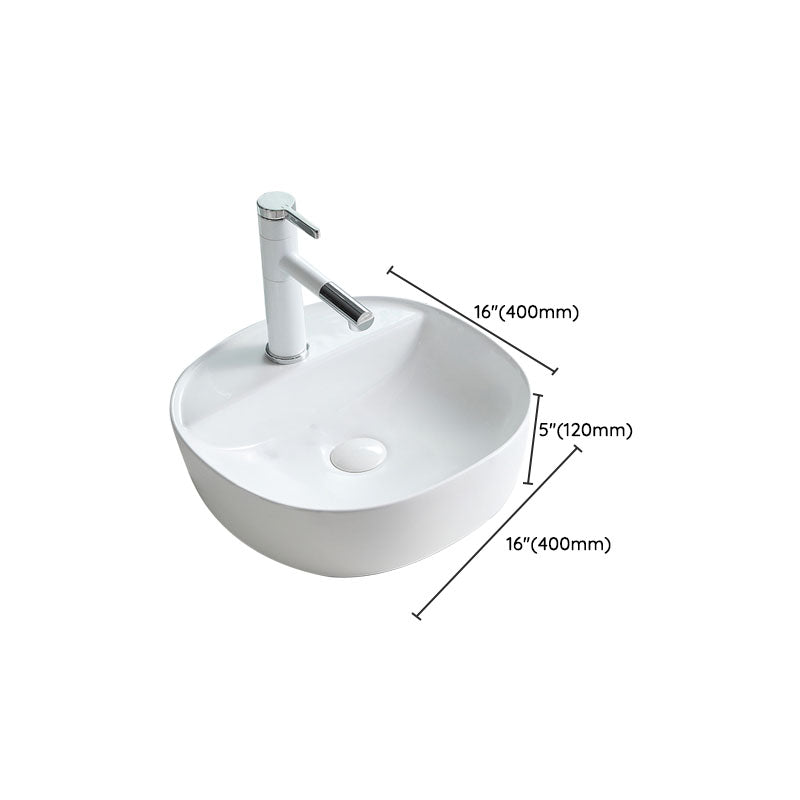 Porcelain Bathroom Sink Contemporary Simple Vessel Bathroom Sink Clearhalo 'Bathroom Remodel & Bathroom Fixtures' 'Bathroom Sinks & Faucet Components' 'Bathroom Sinks' 'bathroom_sink' 'Home Improvement' 'home_improvement' 'home_improvement_bathroom_sink' 6916398