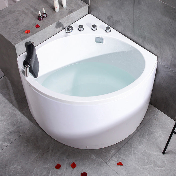 Modern 25.59-inch Tall Acrylic Tub Soak Corner White Bathtub Left Tub with Sliver 4-Piece Set Clearhalo 'Bathroom Remodel & Bathroom Fixtures' 'Bathtubs' 'Home Improvement' 'home_improvement' 'home_improvement_bathtubs' 'Showers & Bathtubs' 6921592