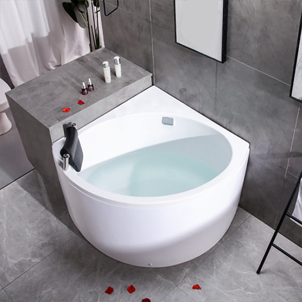 Modern 25.59-inch Tall Acrylic Tub Soak Corner White Bathtub Left Tub with Pillow Clearhalo 'Bathroom Remodel & Bathroom Fixtures' 'Bathtubs' 'Home Improvement' 'home_improvement' 'home_improvement_bathtubs' 'Showers & Bathtubs' 6921593