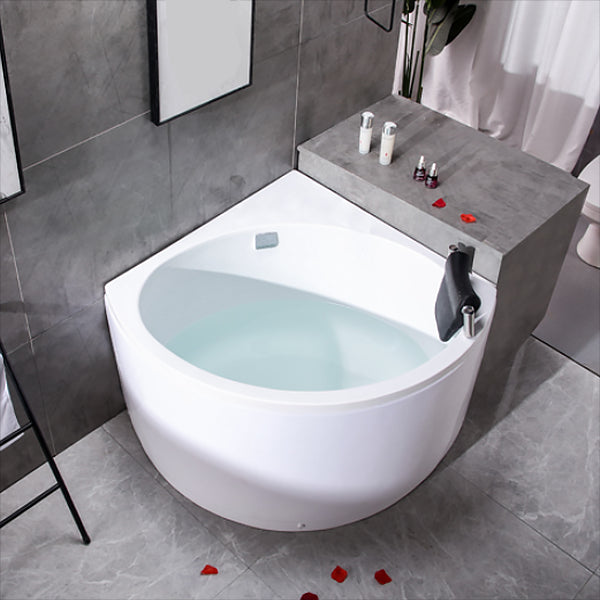 Modern 25.59-inch Tall Acrylic Tub Soak Corner White Bathtub Right Tub with Pillow Clearhalo 'Bathroom Remodel & Bathroom Fixtures' 'Bathtubs' 'Home Improvement' 'home_improvement' 'home_improvement_bathtubs' 'Showers & Bathtubs' 6921594