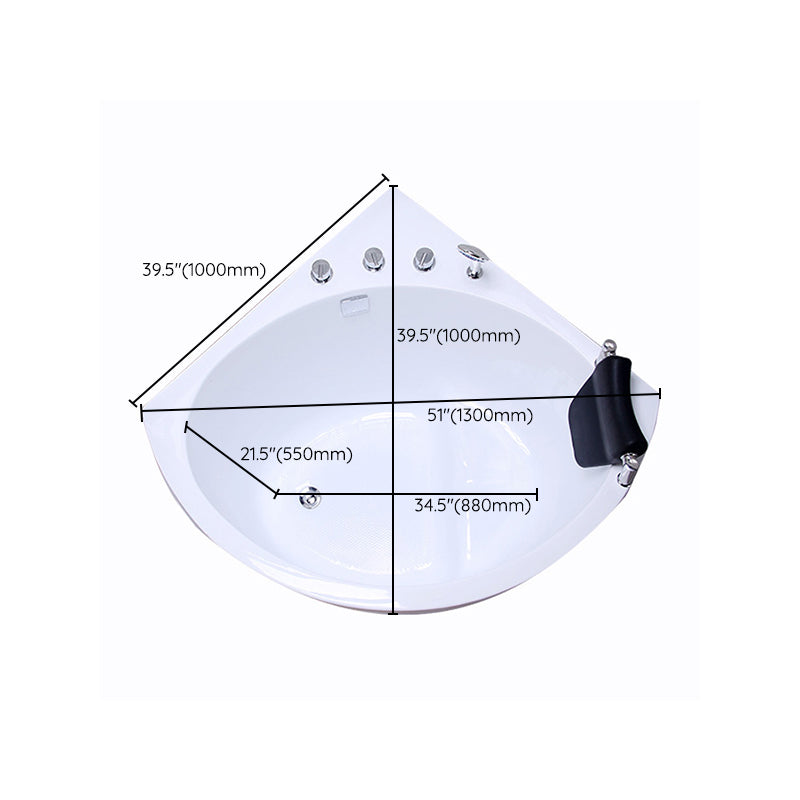 Modern 25.59-inch Tall Acrylic Tub Soak Corner White Bathtub Clearhalo 'Bathroom Remodel & Bathroom Fixtures' 'Bathtubs' 'Home Improvement' 'home_improvement' 'home_improvement_bathtubs' 'Showers & Bathtubs' 6921605