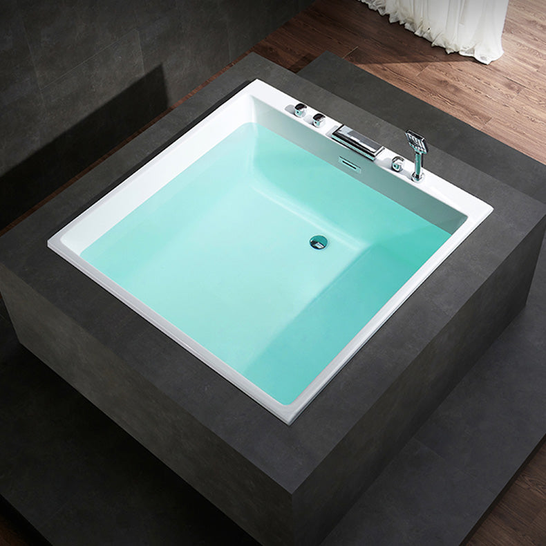 Acrylic Bath Drop-in Soaking Square Modern Center-Front Bathtub Tub with Silver 5-Piece Set Clearhalo 'Bathroom Remodel & Bathroom Fixtures' 'Bathtubs' 'Home Improvement' 'home_improvement' 'home_improvement_bathtubs' 'Showers & Bathtubs' 6921680