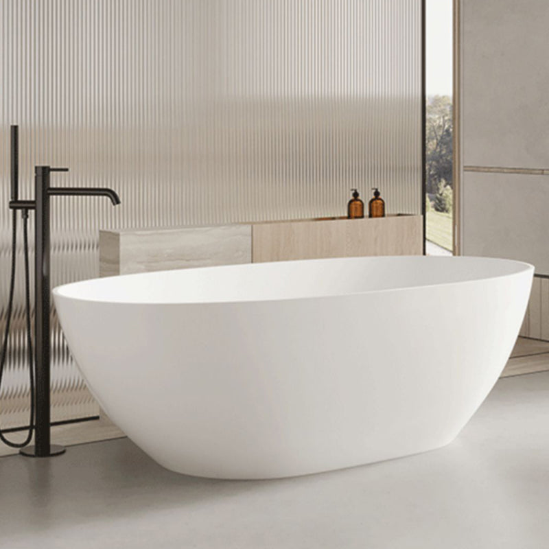 Modern Stone Bathtub Freestanding Soaking Bathtub , 22.05-inch Tall White 63"L x 31"W x 22"H Clearhalo 'Bathroom Remodel & Bathroom Fixtures' 'Bathtubs' 'Home Improvement' 'home_improvement' 'home_improvement_bathtubs' 'Showers & Bathtubs' 6921722