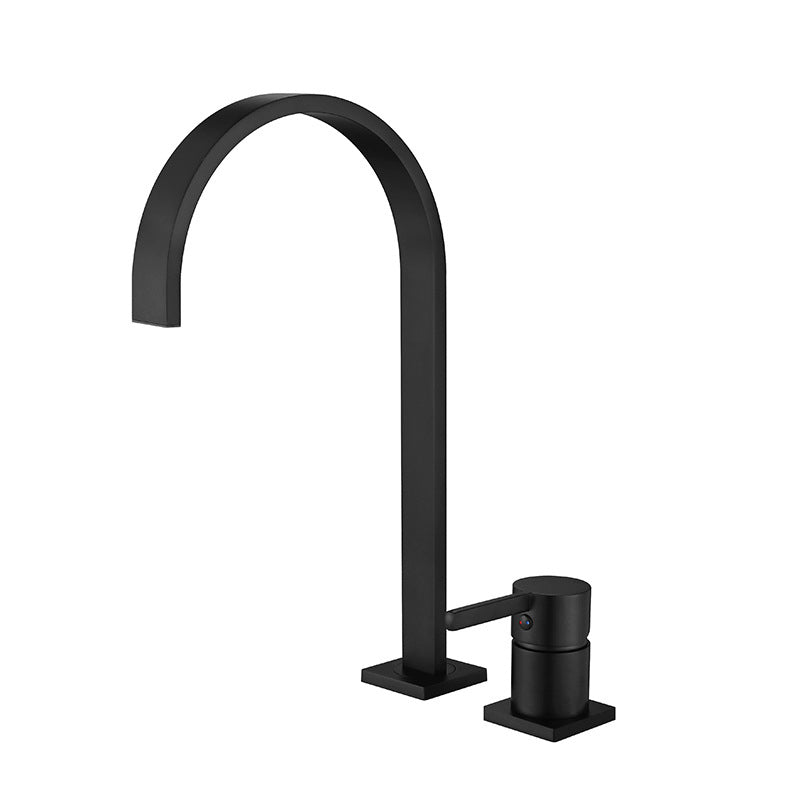 Single Handle Basin Faucet Contemporary Luxury Bathroom Faucet Black Gooseneck Clearhalo 'Bathroom Remodel & Bathroom Fixtures' 'Bathroom Sink Faucets' 'Bathroom Sinks & Faucet Components' 'bathroom_sink_faucets' 'Home Improvement' 'home_improvement' 'home_improvement_bathroom_sink_faucets' 6926443