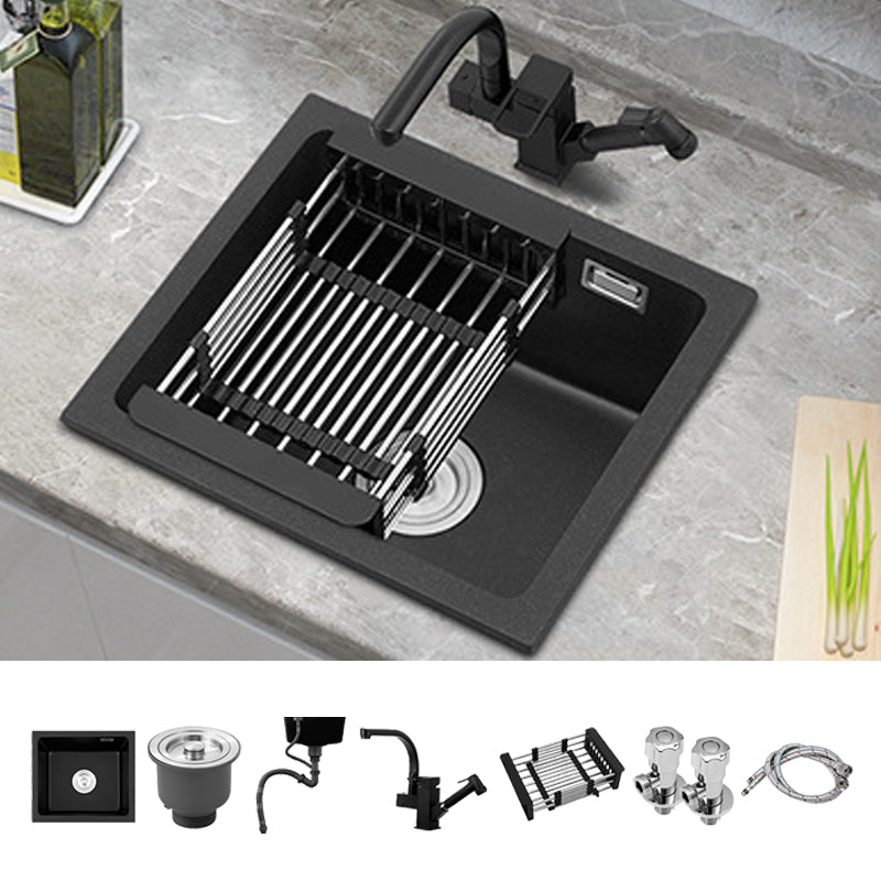 Modern Quartz Sink Black Faucet Kitchen Sink with Adjustable Tray Sink with Faucet Spray Gun Faucet Clearhalo 'Home Improvement' 'home_improvement' 'home_improvement_kitchen_sinks' 'Kitchen Remodel & Kitchen Fixtures' 'Kitchen Sinks & Faucet Components' 'Kitchen Sinks' 'kitchen_sinks' 6926632