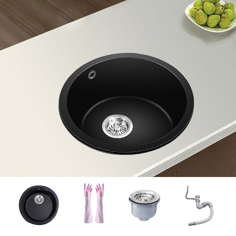 Round Granite Kitchen Sink in Black with Drain Assembly Undermount Sink Sink Only None Clearhalo 'Home Improvement' 'home_improvement' 'home_improvement_kitchen_sinks' 'Kitchen Remodel & Kitchen Fixtures' 'Kitchen Sinks & Faucet Components' 'Kitchen Sinks' 'kitchen_sinks' 6926703