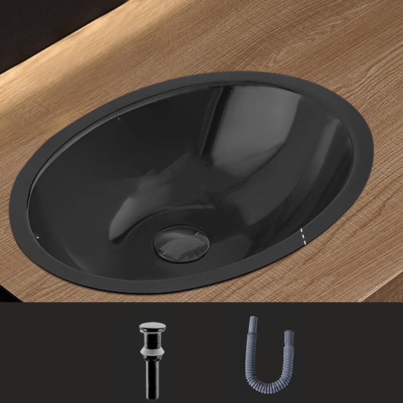 Oval Undermount Bathroom Sink Stainless Steel Shut-Off Valve Included Bathroom Sink Black Unavailiable Sink Clearhalo 'Bathroom Remodel & Bathroom Fixtures' 'Bathroom Sinks & Faucet Components' 'Bathroom Sinks' 'bathroom_sink' 'Home Improvement' 'home_improvement' 'home_improvement_bathroom_sink' 6926746