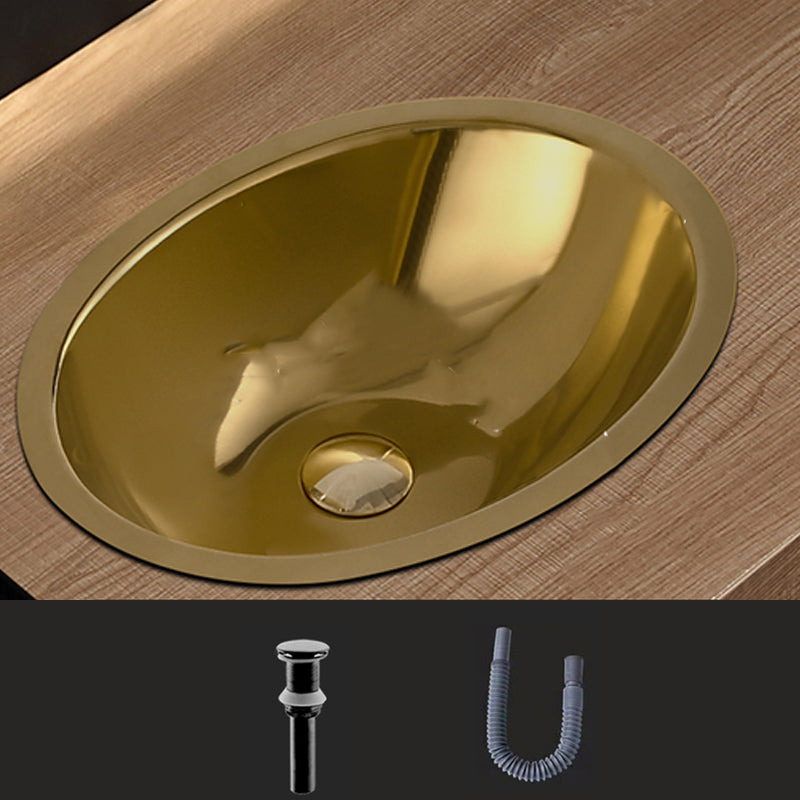 Oval Undermount Bathroom Sink Stainless Steel Shut-Off Valve Included Bathroom Sink Brass Unavailiable Sink Clearhalo 'Bathroom Remodel & Bathroom Fixtures' 'Bathroom Sinks & Faucet Components' 'Bathroom Sinks' 'bathroom_sink' 'Home Improvement' 'home_improvement' 'home_improvement_bathroom_sink' 6926749