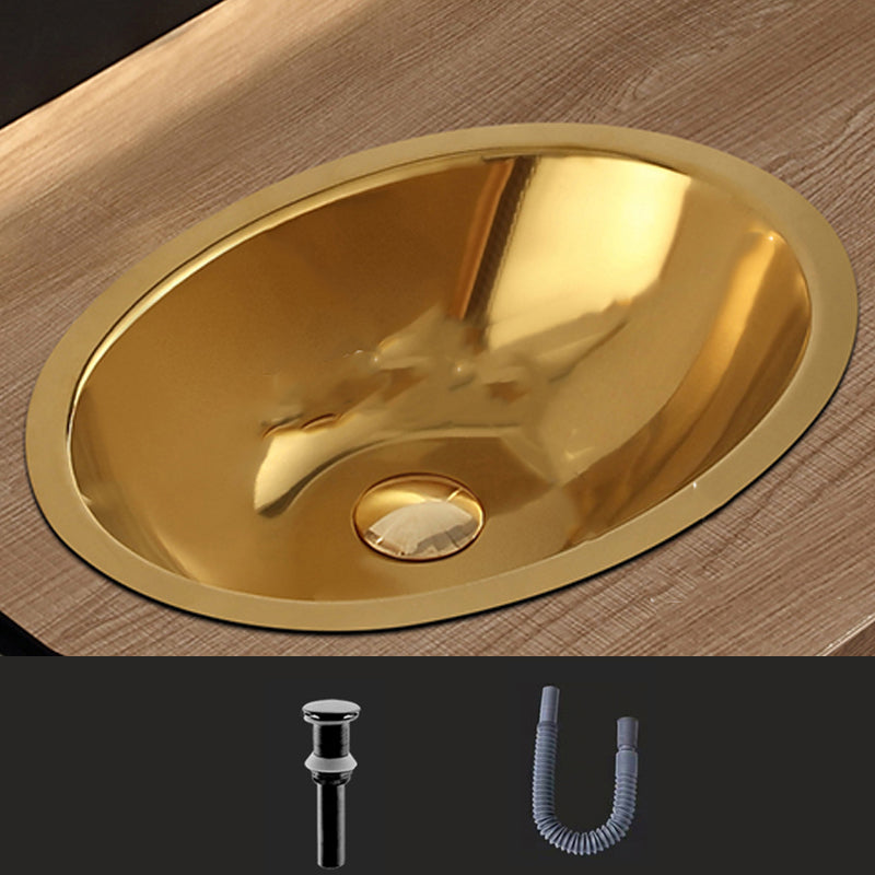 Oval Undermount Bathroom Sink Stainless Steel Shut-Off Valve Included Bathroom Sink Gold Unavailiable Sink Clearhalo 'Bathroom Remodel & Bathroom Fixtures' 'Bathroom Sinks & Faucet Components' 'Bathroom Sinks' 'bathroom_sink' 'Home Improvement' 'home_improvement' 'home_improvement_bathroom_sink' 6926751