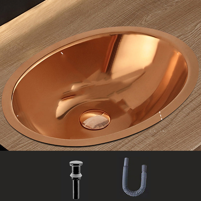 Oval Undermount Bathroom Sink Stainless Steel Shut-Off Valve Included Bathroom Sink Rose Gold Unavailiable Sink Clearhalo 'Bathroom Remodel & Bathroom Fixtures' 'Bathroom Sinks & Faucet Components' 'Bathroom Sinks' 'bathroom_sink' 'Home Improvement' 'home_improvement' 'home_improvement_bathroom_sink' 6926753