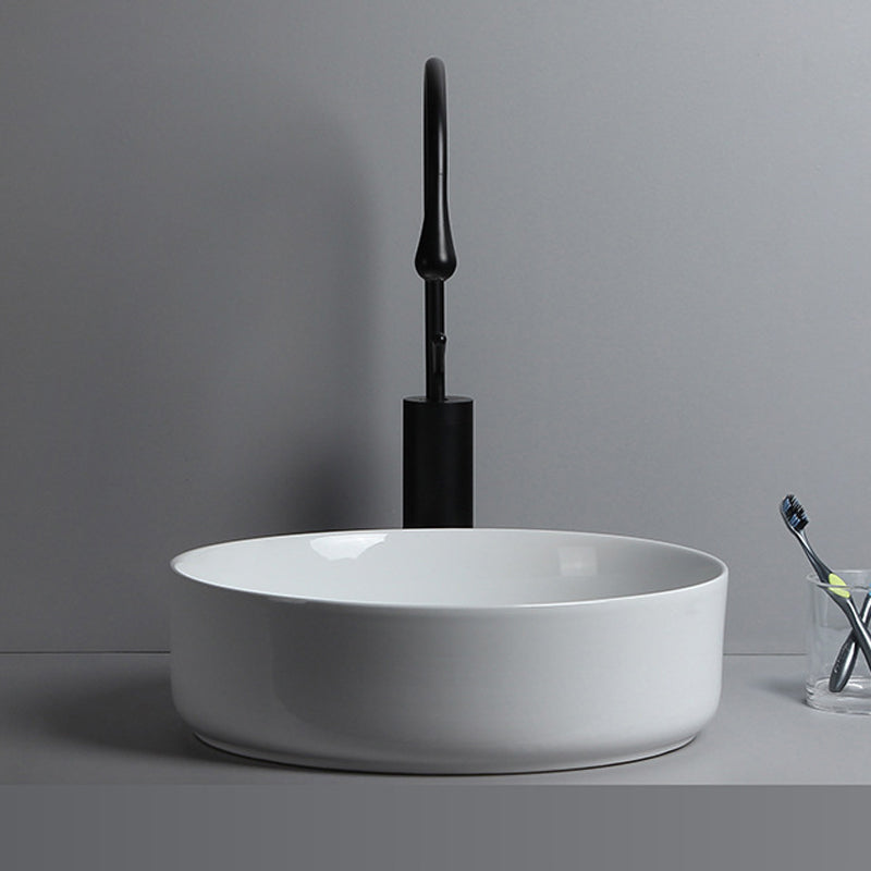 Modern White Vessel Sink Porcelain Shut-Off Valve Included Bathroom Sink Clearhalo 'Bathroom Remodel & Bathroom Fixtures' 'Bathroom Sinks & Faucet Components' 'Bathroom Sinks' 'bathroom_sink' 'Home Improvement' 'home_improvement' 'home_improvement_bathroom_sink' 6926811