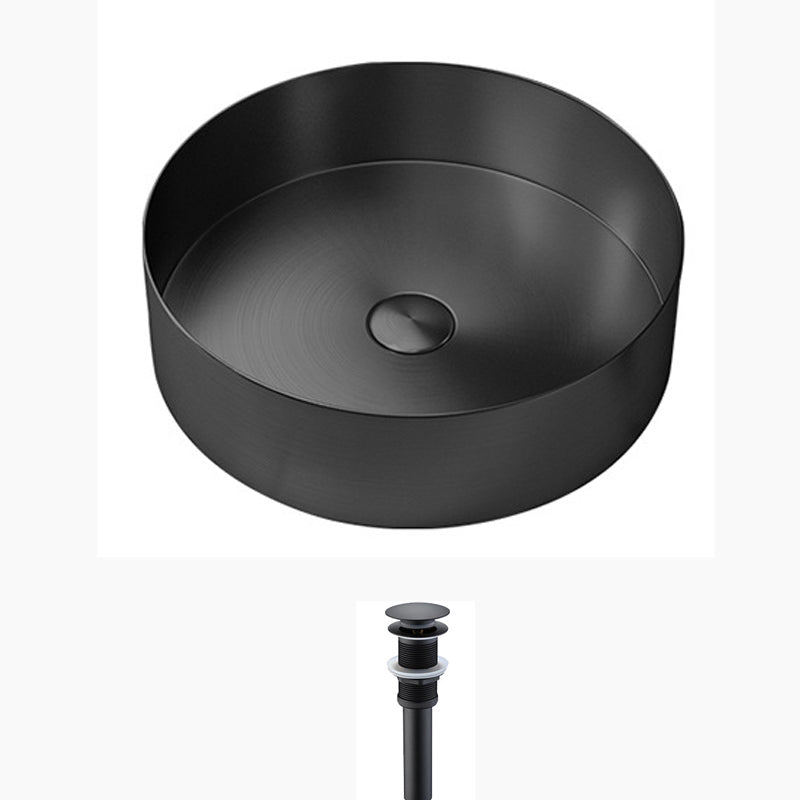 Modern Black Bathroom Sink Metal Round Vessel Bathroom Sink (Not Including Faucet) Black Clearhalo 'Bathroom Remodel & Bathroom Fixtures' 'Bathroom Sinks & Faucet Components' 'Bathroom Sinks' 'bathroom_sink' 'Home Improvement' 'home_improvement' 'home_improvement_bathroom_sink' 6926852