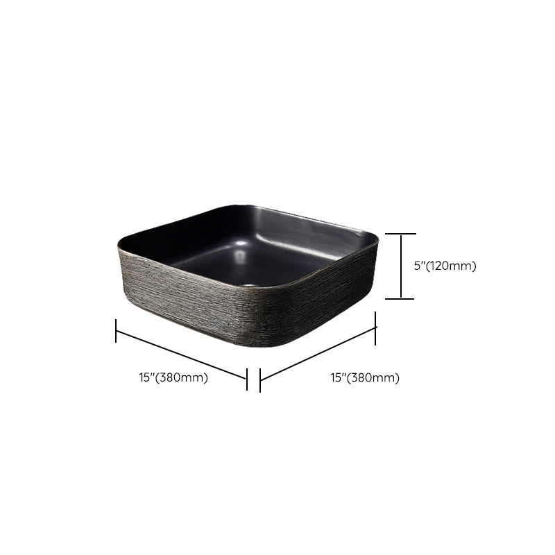 Modern Bathroom Sink Black Oval Ceramic Bathroom Sink with Faucet Clearhalo 'Bathroom Remodel & Bathroom Fixtures' 'Bathroom Sinks & Faucet Components' 'Bathroom Sinks' 'bathroom_sink' 'Home Improvement' 'home_improvement' 'home_improvement_bathroom_sink' 6926939