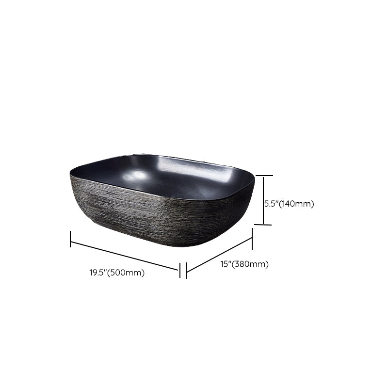 Modern Bathroom Sink Black Oval Ceramic Bathroom Sink with Faucet Clearhalo 'Bathroom Remodel & Bathroom Fixtures' 'Bathroom Sinks & Faucet Components' 'Bathroom Sinks' 'bathroom_sink' 'Home Improvement' 'home_improvement' 'home_improvement_bathroom_sink' 6926940