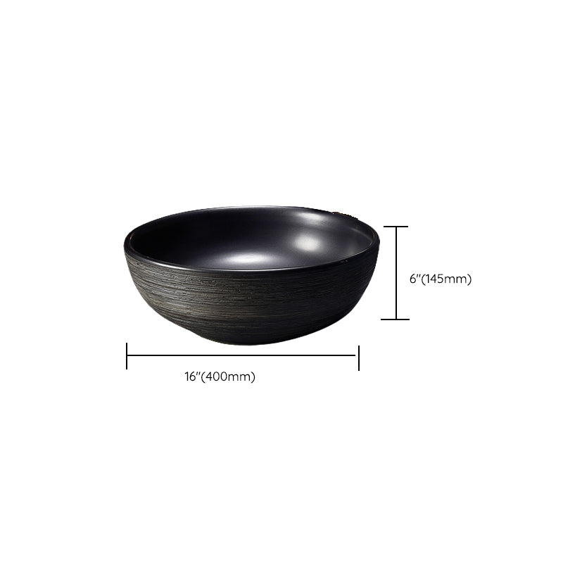 Modern Bathroom Sink Black Oval Ceramic Bathroom Sink with Faucet Clearhalo 'Bathroom Remodel & Bathroom Fixtures' 'Bathroom Sinks & Faucet Components' 'Bathroom Sinks' 'bathroom_sink' 'Home Improvement' 'home_improvement' 'home_improvement_bathroom_sink' 6926944