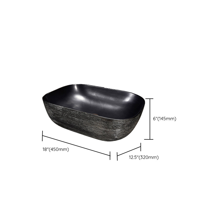 Modern Bathroom Sink Black Oval Ceramic Bathroom Sink with Faucet Clearhalo 'Bathroom Remodel & Bathroom Fixtures' 'Bathroom Sinks & Faucet Components' 'Bathroom Sinks' 'bathroom_sink' 'Home Improvement' 'home_improvement' 'home_improvement_bathroom_sink' 6926945