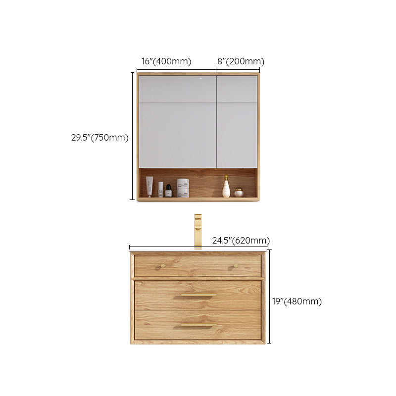 Wood Freestanding Vanity Set Drawers Rectangle Single Sink Bathroom Vanity with Mirror Clearhalo 'Bathroom Remodel & Bathroom Fixtures' 'Bathroom Vanities' 'bathroom_vanities' 'Home Improvement' 'home_improvement' 'home_improvement_bathroom_vanities' 6927024