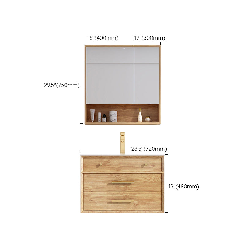 Wood Freestanding Vanity Set Drawers Rectangle Single Sink Bathroom Vanity with Mirror Clearhalo 'Bathroom Remodel & Bathroom Fixtures' 'Bathroom Vanities' 'bathroom_vanities' 'Home Improvement' 'home_improvement' 'home_improvement_bathroom_vanities' 6927025