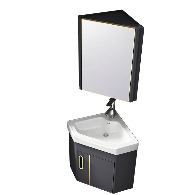 Wall Mounted Corner Bathroom Vanity Cabinet Triangular Abstract