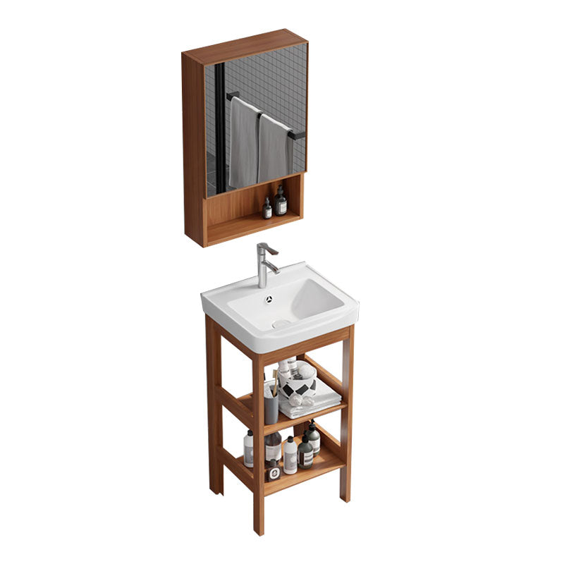 Rectangle Vanity Set Metal Frame Mirror Freestanding 2 Doors Single Sink Bath Vanity Vanity & Faucet & Mirror Cabinet 17"L x 14"W x 31"H Door Not Included Clearhalo 'Bathroom Remodel & Bathroom Fixtures' 'Bathroom Vanities' 'bathroom_vanities' 'Home Improvement' 'home_improvement' 'home_improvement_bathroom_vanities' 6927218