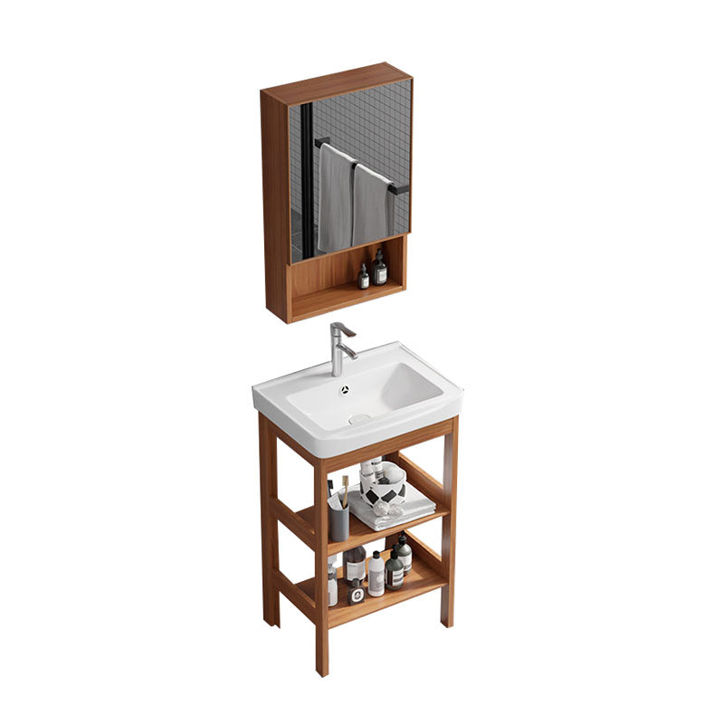 Rectangle Vanity Set Metal Frame Mirror Freestanding 2 Doors Single Sink Bath Vanity Vanity & Faucet & Mirror Cabinet 20"L x 14"W x 31"H Door Not Included Clearhalo 'Bathroom Remodel & Bathroom Fixtures' 'Bathroom Vanities' 'bathroom_vanities' 'Home Improvement' 'home_improvement' 'home_improvement_bathroom_vanities' 6927231