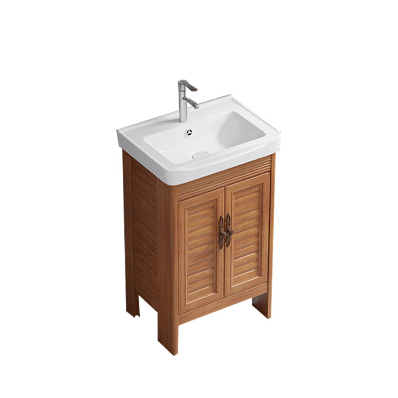 Rectangle Vanity Set Metal Frame Mirror Freestanding 2 Doors Single Sink Bath Vanity Vanity & Faucet 20"L x 14"W x 31"H 2 Clearhalo 'Bathroom Remodel & Bathroom Fixtures' 'Bathroom Vanities' 'bathroom_vanities' 'Home Improvement' 'home_improvement' 'home_improvement_bathroom_vanities' 6927232