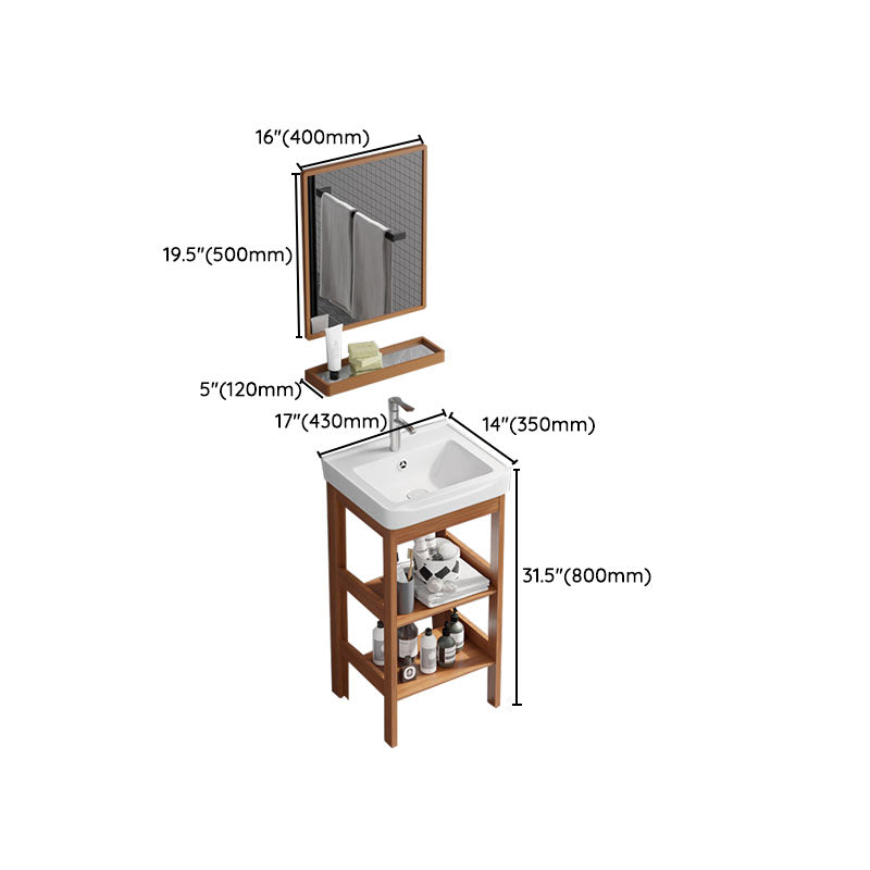 Rectangle Vanity Set Metal Frame Mirror Freestanding 2 Doors Single Sink Bath Vanity Clearhalo 'Bathroom Remodel & Bathroom Fixtures' 'Bathroom Vanities' 'bathroom_vanities' 'Home Improvement' 'home_improvement' 'home_improvement_bathroom_vanities' 6927248