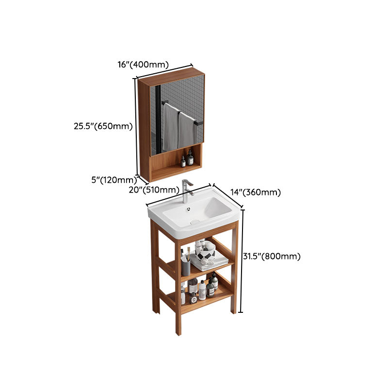 Rectangle Vanity Set Metal Frame Mirror Freestanding 2 Doors Single Sink Bath Vanity Clearhalo 'Bathroom Remodel & Bathroom Fixtures' 'Bathroom Vanities' 'bathroom_vanities' 'Home Improvement' 'home_improvement' 'home_improvement_bathroom_vanities' 6927258