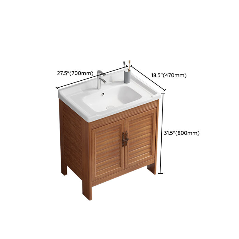 Rectangle Vanity Set Metal Frame Mirror Freestanding 2 Doors Single Sink Bath Vanity Clearhalo 'Bathroom Remodel & Bathroom Fixtures' 'Bathroom Vanities' 'bathroom_vanities' 'Home Improvement' 'home_improvement' 'home_improvement_bathroom_vanities' 6927270