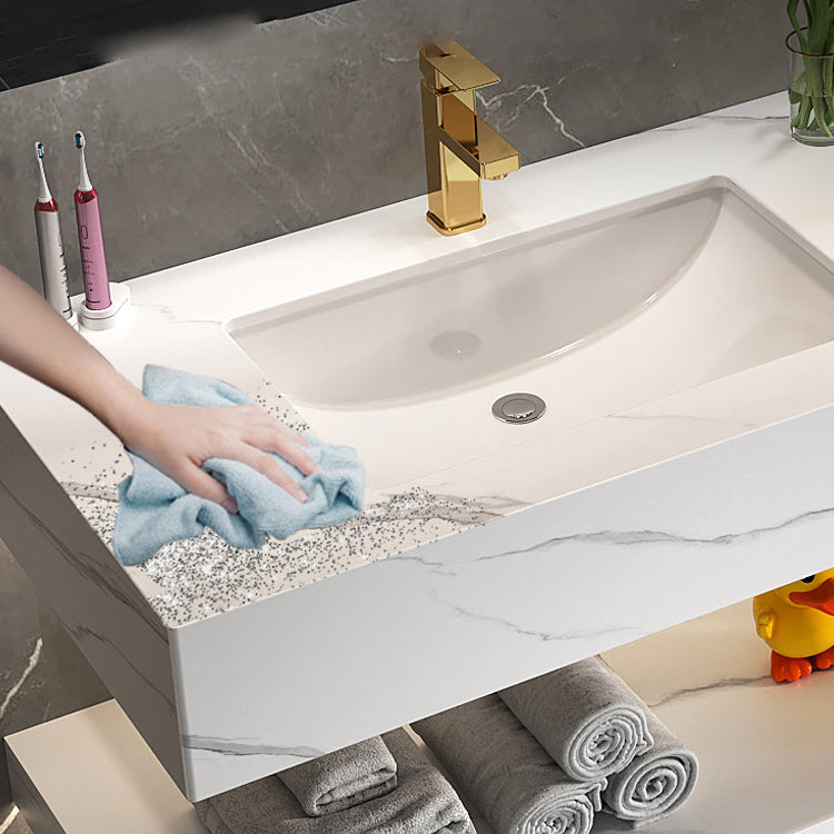 Stone Vanity White Wall Mount Double Sink Waterproof Bath Vanity with Mirror Clearhalo 'Bathroom Remodel & Bathroom Fixtures' 'Bathroom Vanities' 'bathroom_vanities' 'Home Improvement' 'home_improvement' 'home_improvement_bathroom_vanities' 6927277