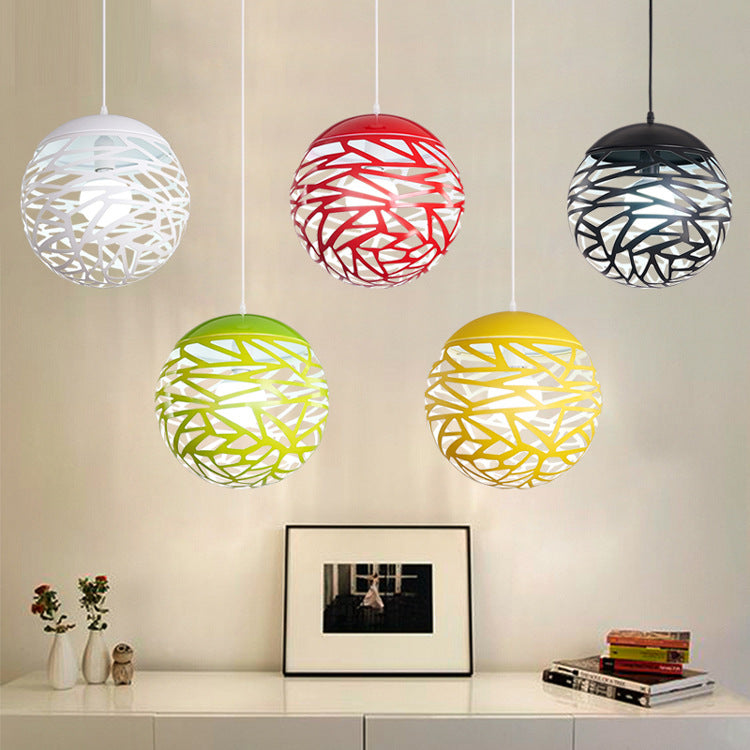 8"/12" W Stenciled Metal Shade Pendant Light Contemporary 1 Light Dining Room Hanging Light in Black/White Clearhalo 'Ceiling Lights' 'Modern Pendants' 'Modern' 'Pendant Lights' 'Pendants' Lighting' 69275