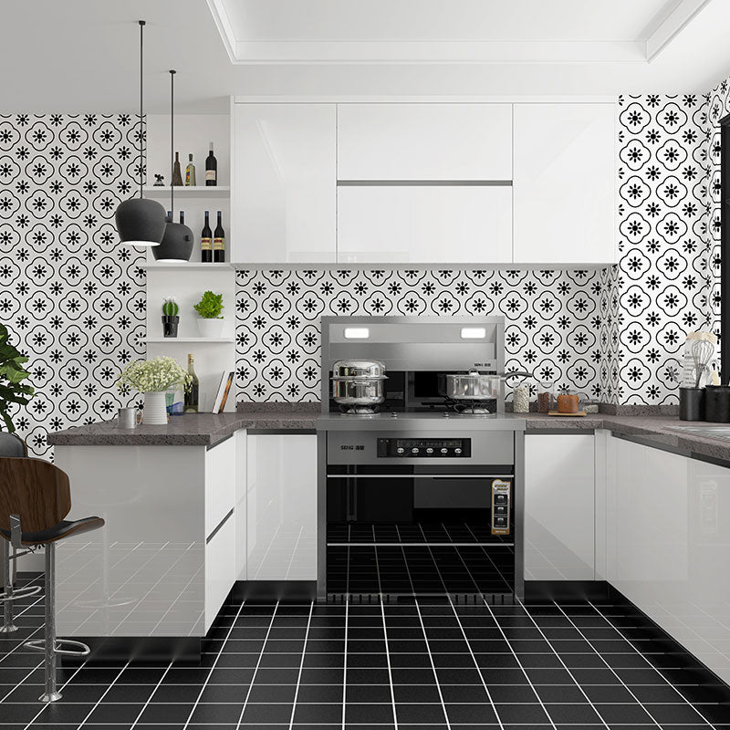 Field Tile Peel and Stick Backsplash Plastic Peel and Stick Backsplash with Waterproof Black-White 100-Piece Set Clearhalo 'Flooring 'Home Improvement' 'home_improvement' 'home_improvement_peel_stick_blacksplash' 'Peel & Stick Backsplash Tile' 'peel_stick_blacksplash' 'Walls & Ceilings' Walls and Ceiling' 6927690