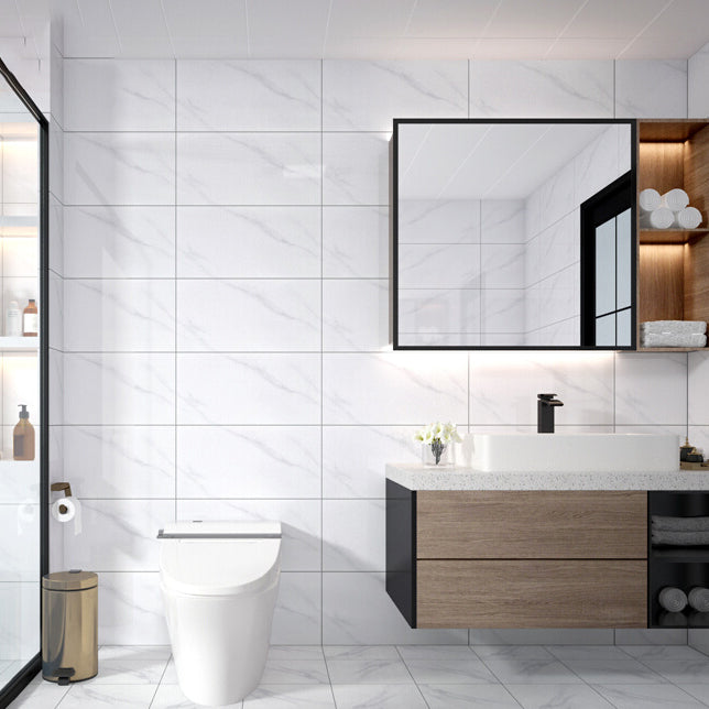 Rectangular Ceramic Polished Straight Edge Singular Tile Marble Look Bathroom Floor White 120 Pieces Clearhalo 'Floor Tiles & Wall Tiles' 'floor_tiles_wall_tiles' 'Flooring 'Home Improvement' 'home_improvement' 'home_improvement_floor_tiles_wall_tiles' Walls and Ceiling' 6927830