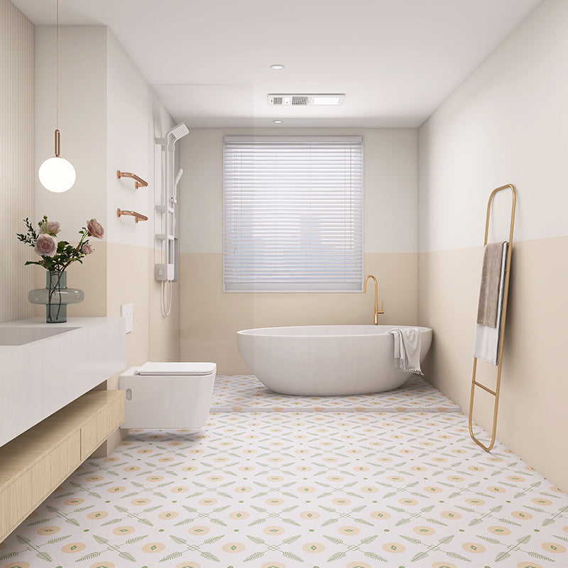 Square Ceramic Matte Floor and Wall Tile Moroccan Bathroom Floor Yellow-Green 33 Pieces Clearhalo 'Floor Tiles & Wall Tiles' 'floor_tiles_wall_tiles' 'Flooring 'Home Improvement' 'home_improvement' 'home_improvement_floor_tiles_wall_tiles' Walls and Ceiling' 6927955