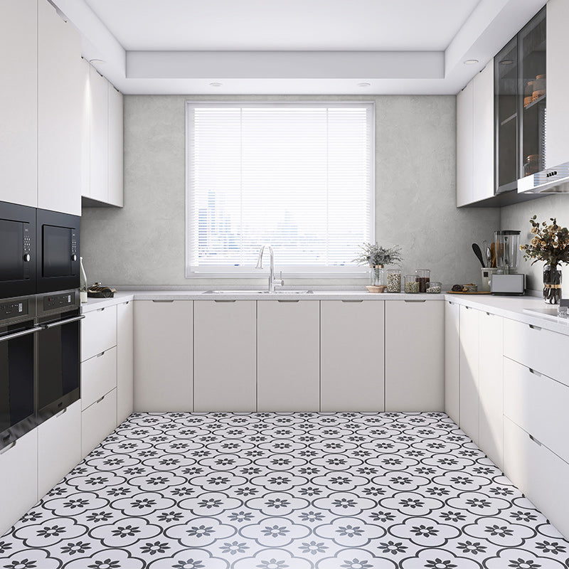 Square Ceramic Matte Floor and Wall Tile Moroccan Bathroom Floor Black White 33 Pieces Clearhalo 'Floor Tiles & Wall Tiles' 'floor_tiles_wall_tiles' 'Flooring 'Home Improvement' 'home_improvement' 'home_improvement_floor_tiles_wall_tiles' Walls and Ceiling' 6927957