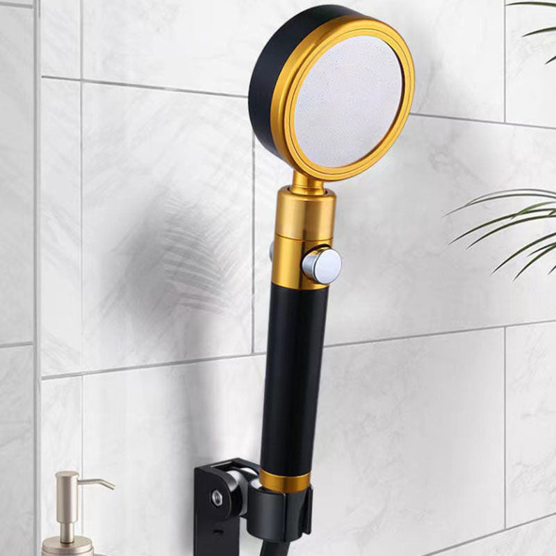 Modern Metal Handheld Shower Head Round Water Filtration Shower Heads Black/ Gold Clearhalo 'Bathroom Remodel & Bathroom Fixtures' 'Home Improvement' 'home_improvement' 'home_improvement_shower_heads' 'Shower Heads' 'shower_heads' 'Showers & Bathtubs Plumbing' 'Showers & Bathtubs' 6928163