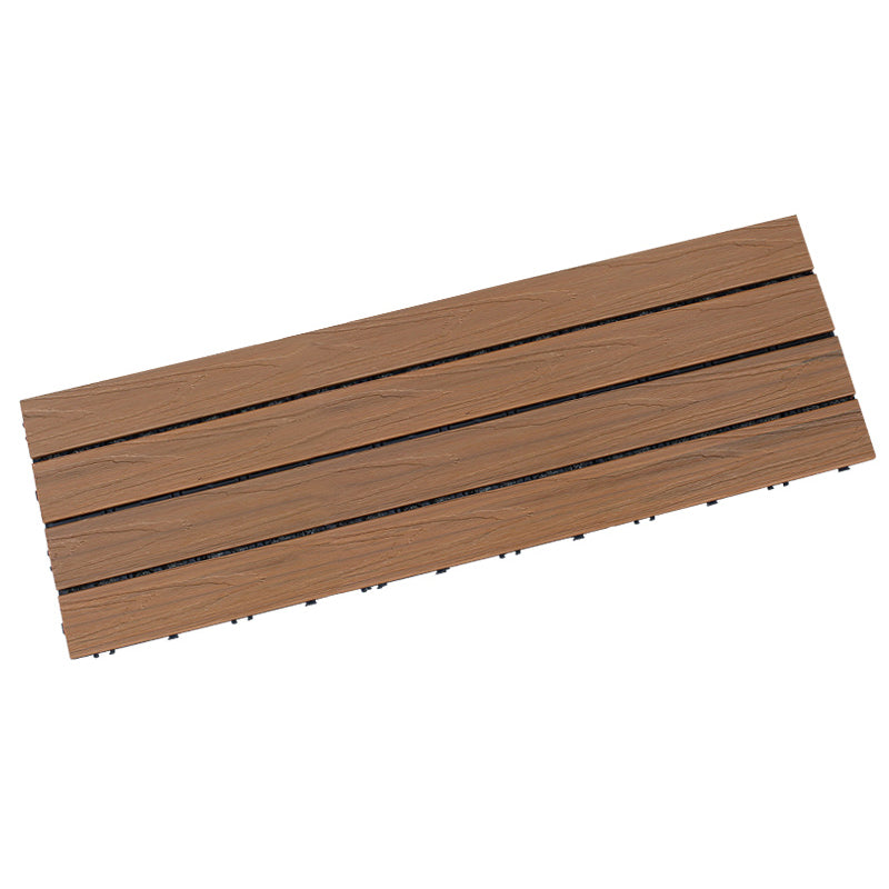 Rectangle Water Resistant Wooden Floor Smooth Engineered Floor Tile for Patio Garden Yellow-Brown 12"L x 35"W Clearhalo 'Flooring 'Hardwood Flooring' 'hardwood_flooring' 'Home Improvement' 'home_improvement' 'home_improvement_hardwood_flooring' Walls and Ceiling' 6928816