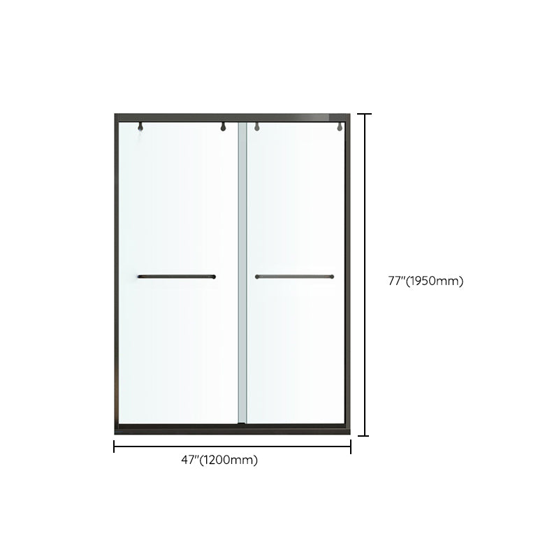 One-shaped Semi-frameless Double Sliding Shower Door, Bathroom Tempered Glass Door Clearhalo 'Bathroom Remodel & Bathroom Fixtures' 'Home Improvement' 'home_improvement' 'home_improvement_shower_tub_doors' 'Shower and Tub Doors' 'shower_tub_doors' 'Showers & Bathtubs' 6934560