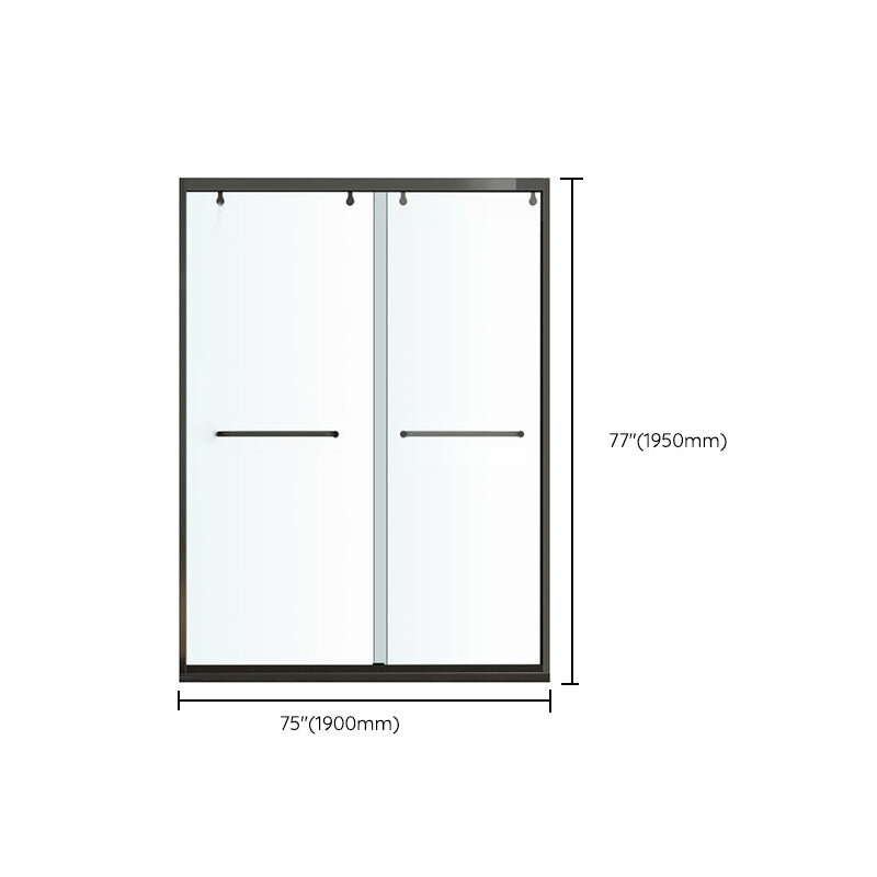 One-shaped Semi-frameless Double Sliding Shower Door, Bathroom Tempered Glass Door Clearhalo 'Bathroom Remodel & Bathroom Fixtures' 'Home Improvement' 'home_improvement' 'home_improvement_shower_tub_doors' 'Shower and Tub Doors' 'shower_tub_doors' 'Showers & Bathtubs' 6934567