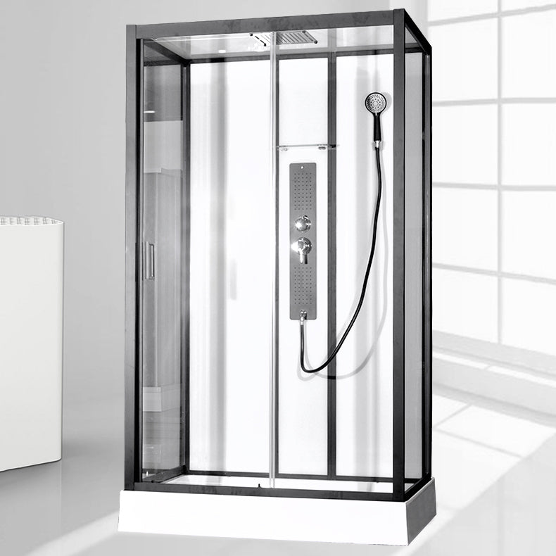 Framed Corner Shower Enclosure Single Sliding Clear Shower Enclosure 47.2"L x 31.5"W x 84.6"H Clearhalo 'Bathroom Remodel & Bathroom Fixtures' 'Home Improvement' 'home_improvement' 'home_improvement_shower_stalls_enclosures' 'Shower Stalls & Enclosures' 'shower_stalls_enclosures' 'Showers & Bathtubs' 6941151