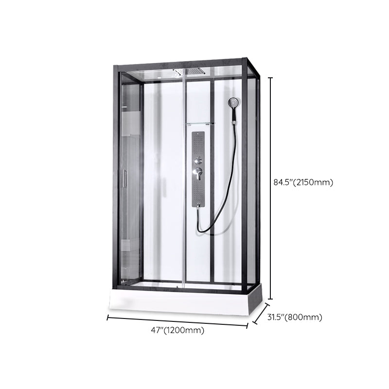 Framed Corner Shower Enclosure Single Sliding Clear Shower Enclosure Clearhalo 'Bathroom Remodel & Bathroom Fixtures' 'Home Improvement' 'home_improvement' 'home_improvement_shower_stalls_enclosures' 'Shower Stalls & Enclosures' 'shower_stalls_enclosures' 'Showers & Bathtubs' 6941161