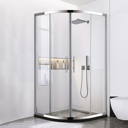 Rounded Shower Enclosure Double Sliding Corner Shower Enclosure Clearhalo 'Bathroom Remodel & Bathroom Fixtures' 'Home Improvement' 'home_improvement' 'home_improvement_shower_stalls_enclosures' 'Shower Stalls & Enclosures' 'shower_stalls_enclosures' 'Showers & Bathtubs' 6941205